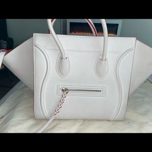 Authentic Celine Calfskin Medium Phantom Luggage White